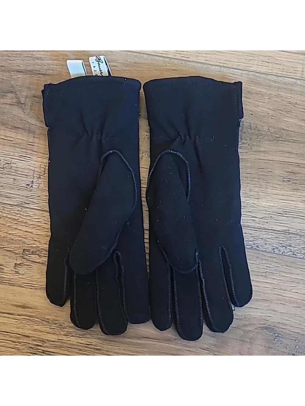 90s' Vintage Eddie Bauer Black Deerskin Leather Gloves, Size M, Wool Lining